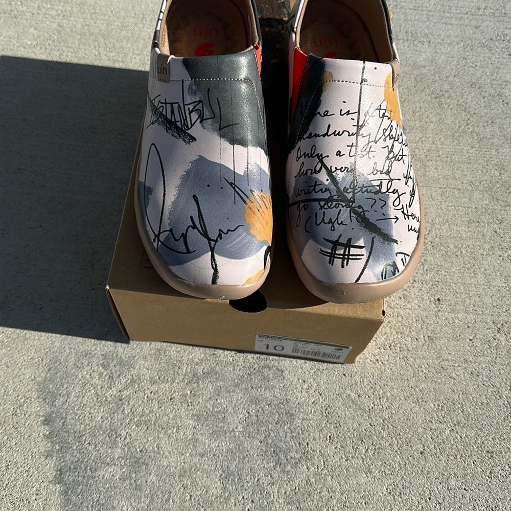 Artistic Slip-On Shoes with Abstract Design. NEW, never worn